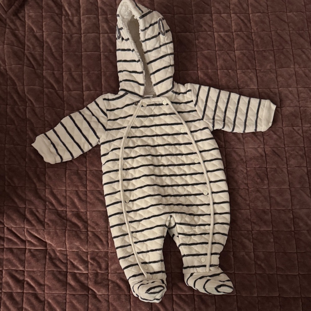 Nordstrom quilted faux fear hooded with ears bunting 3-6 Month Unisex